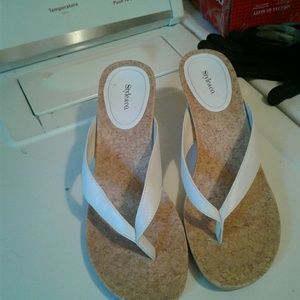 White Style and company wedge sandals size 8